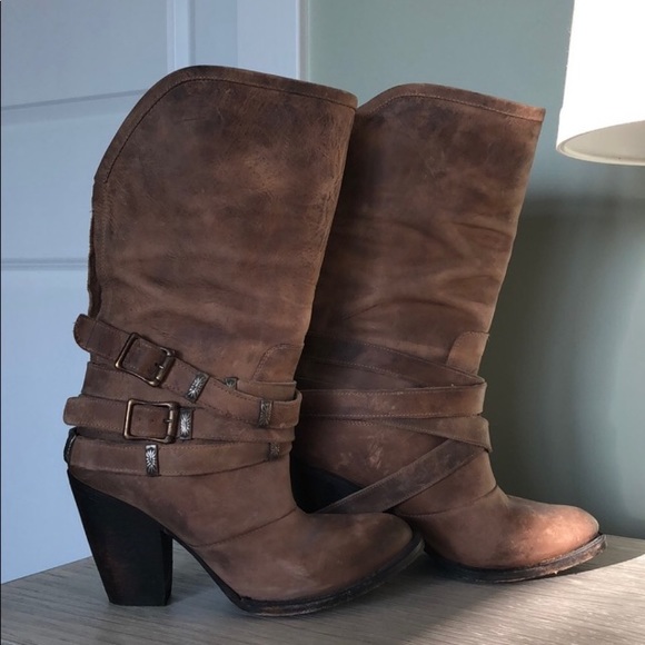 Freebird By Steve Madden Distressed Fall Winter Brown Boots Size 6 - Picture 4 of 7